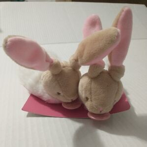 Doudou et Compagnie Paris Bunny Slippers Pink 0-6 Months Baby Girl